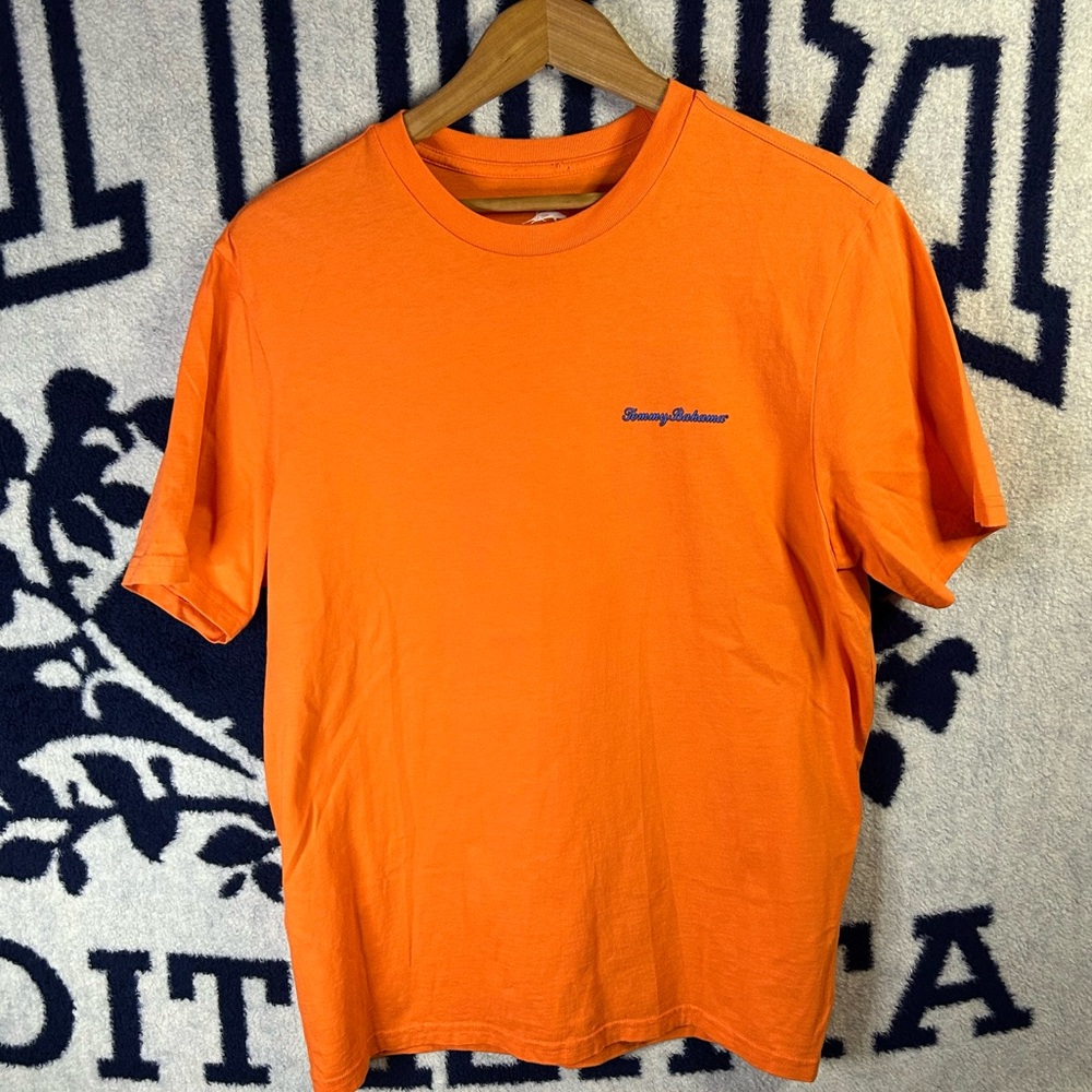 Tommy Bahama Orange Men's T Shirt Open A Coal One Grill Size Small Graphic Tee